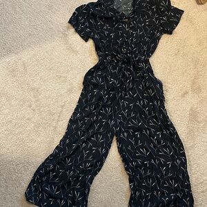 Like new- navy printed jumpsuit